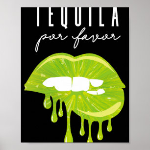 Poster Téquila Por Favor Lèvres Lime Boisson Adulte Cinco