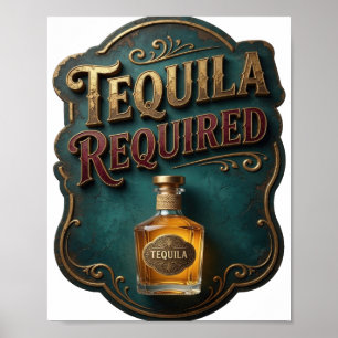 Poster TEQUILA REQUIS Or vibrant en or