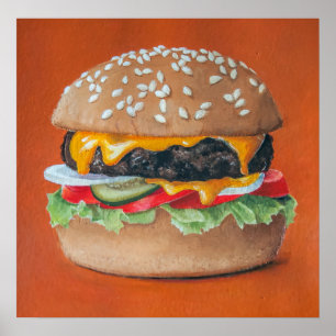 Poster ter illustratie van hamburger
