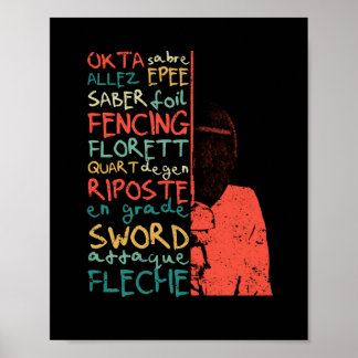 Poster Termes d'escrime feuille d'équipe du fencer