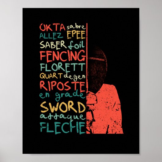 Poster Termes d'escrime feuille d'équipe du fencer (Devant)