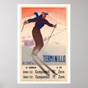 Poster Terminillo Italie Montagne Neige Hiver Skieur