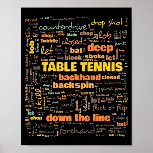Poster Terminologie de tennis de table Termes couramment  (Devant)