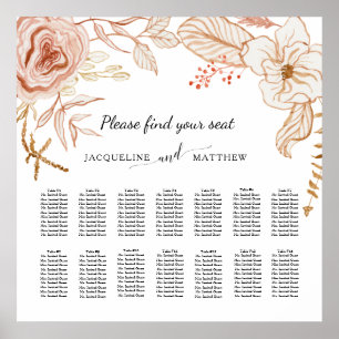 Poster Terra Cotta Pink Gold Floral Mariage Graphique de