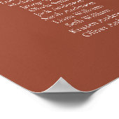 Poster Terracotta Boho Élégant 16 table Seating Chart (Coin)