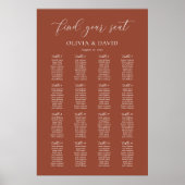 Poster Terracotta Boho Élégant 16 table Seating Chart (Devant)