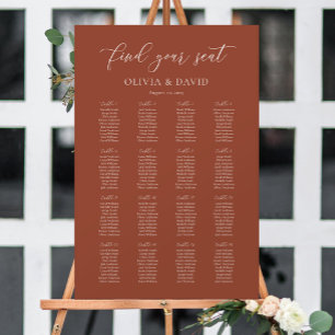 Poster Terracotta Boho Élégant 16 table Seating Chart