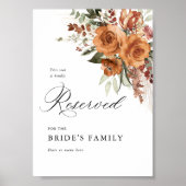 Poster Terracotta Boho Rose Floral Wedding Reserved Sign (Devant)