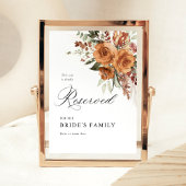 Poster Terracotta Boho Rose Floral Wedding Reserved Sign