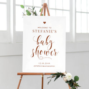 Poster Terracotta Bold Script Baby shower Bienvenue