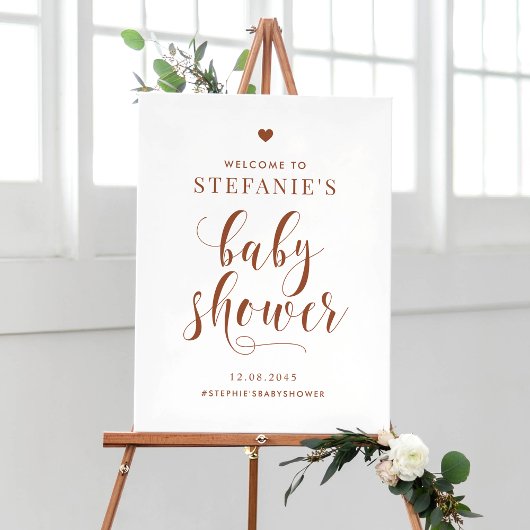 Poster Terracotta Bold Script Baby shower Bienvenue