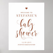 Poster Terracotta Bold Script Baby shower Bienvenue (Devant)