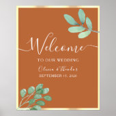 Poster Terracotta Brûlé Orange Mariage Bienvenue (Devant)