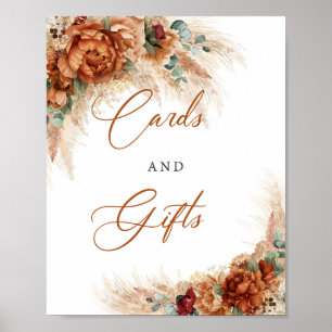 Poster Terracotta copper flowers greenery Cards and Gifts
