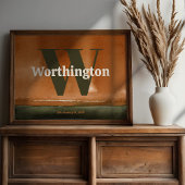 Poster Terracotta Custom Last Name Print Sage Green Art