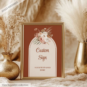 Poster Terracotta de luxe Pampas Sage Boho Arch Personnal