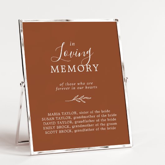 Poster Terracotta Feuille Minimale En Mémoire Amoureuse