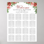 Poster Terracotta Floral Bough Mariage 16 Table Seating (Devant)