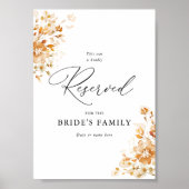 Poster Terracotta Floral Elegant Wedding Reserved Sign (Devant)