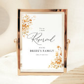 Poster Terracotta Floral Elegant Wedding Reserved Sign