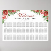 Poster Terracotta Floral Winter Wedding 30 Table Seating (Devant)