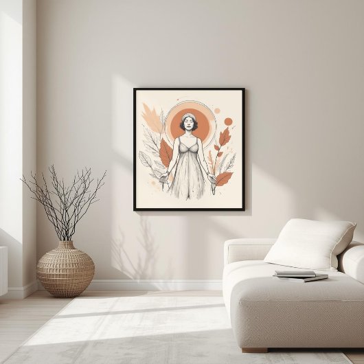 Poster Terracotta Flow – Équilibre Botanique Abstrait I