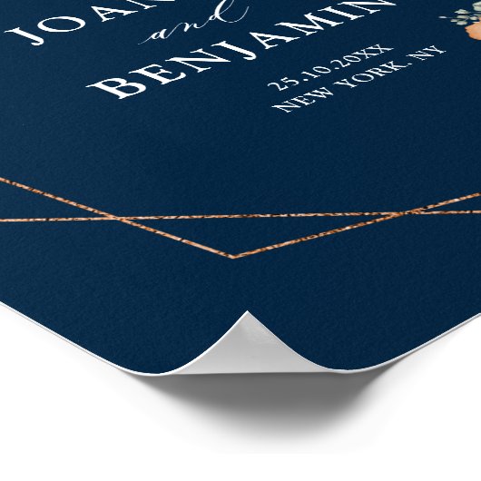 Poster Terracotta Marine Bleu Vert Mariage Welcome Post (Coin)