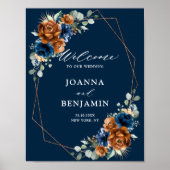 Poster Terracotta Marine Bleu Vert Mariage Welcome Post (Devant)