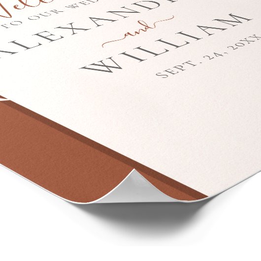 Poster Terracotta moderne Pampas Floral Mariage Accueil (Coin)