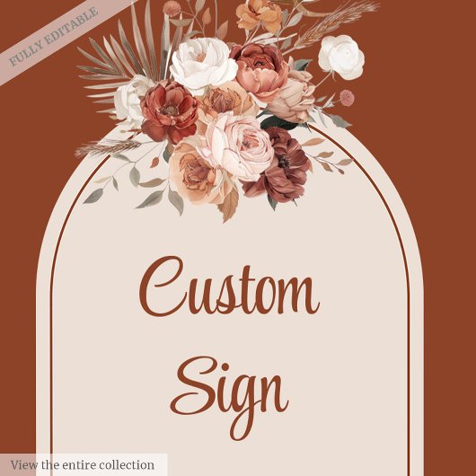 Poster Terracotta moderne Pampas Sage Boho Floral Custom