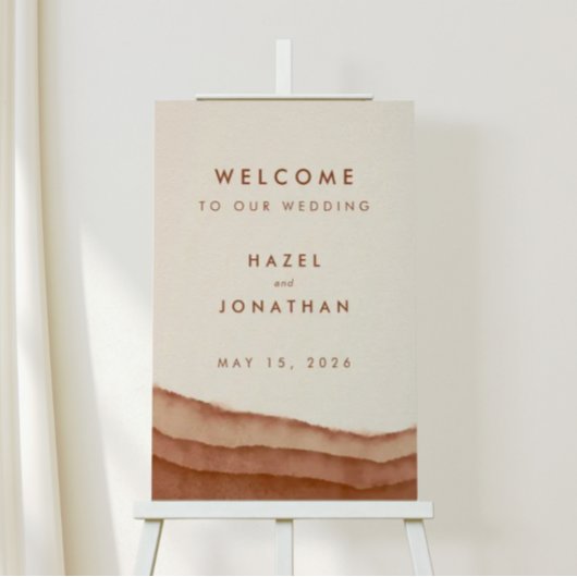 Poster Terracotta Ombre | Accueil minimaliste du Mariage