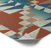 Poster Terracotta Orange Brown Turquoise Bleu Mosaïque Ar (Coin)