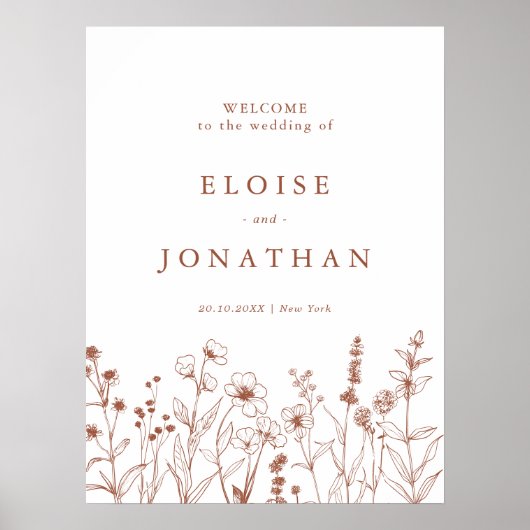 Poster Terracotta Rustic Floral Automne Fleur sauvage Mar (Devant)