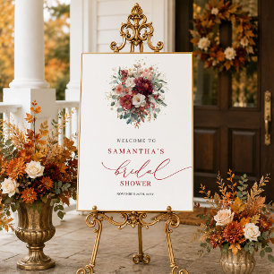 Poster Terracotta rustique florale automne bienvenue mari