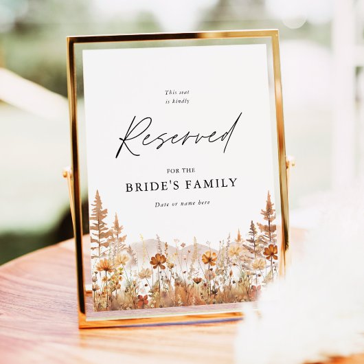 Poster Terracotta Wildflower Mountain Reserved Seat Sign