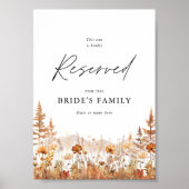 Poster Terracotta Wildflower Mountain Reserved Seat Sign (Devant)