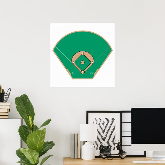 Poster terrain de baseball diamant (Bureau à domicile)