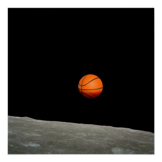 Poster terrain de basket de l'univers lune (Devant)