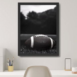 Poster Terrain de football monochrome noir vintage