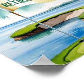 Poster Terrain de golf avec texte Happy Retirez sur vert (Coin)