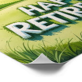 Poster Terrain de golf avec texte Happy Retirez sur vert (Coin)