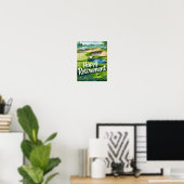 Poster Terrain de golf avec texte Happy Retirez sur vert (Bureau à domicile)