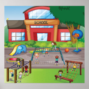 Poster Terrain de jeu scolaire