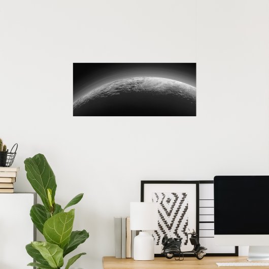 Poster Terrain de surface noir et blanc cool de Pluto (Bureau à domicile)