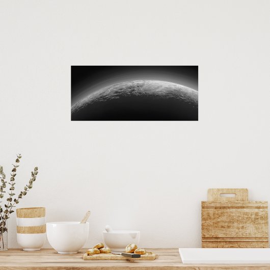 Poster Terrain de surface noir et blanc cool de Pluto (Cuisine)