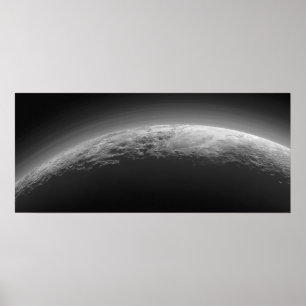 Poster Terrain de surface noir et blanc cool de Pluto