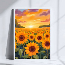 Terrain de tournesol Coucher de soleil Peinture pa