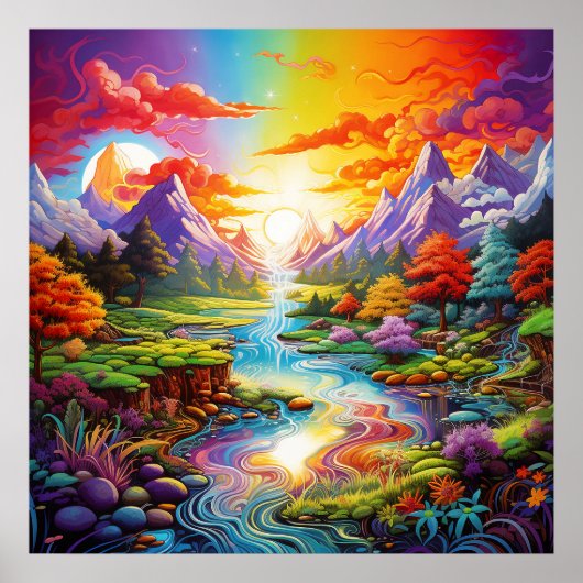 Poster Terrain d'imaginaire coloré (Devant)