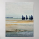Poster Terrain ouvert avec île lointaine minimal abstrait (Devant)