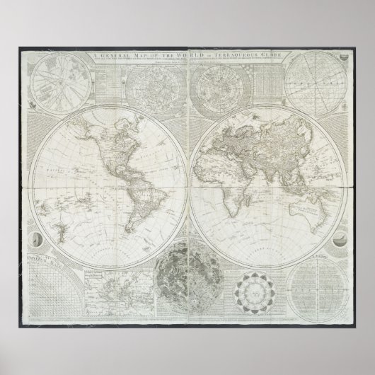 Poster Terraquate Globe de Samuel Dunn | 1787 (Devant)